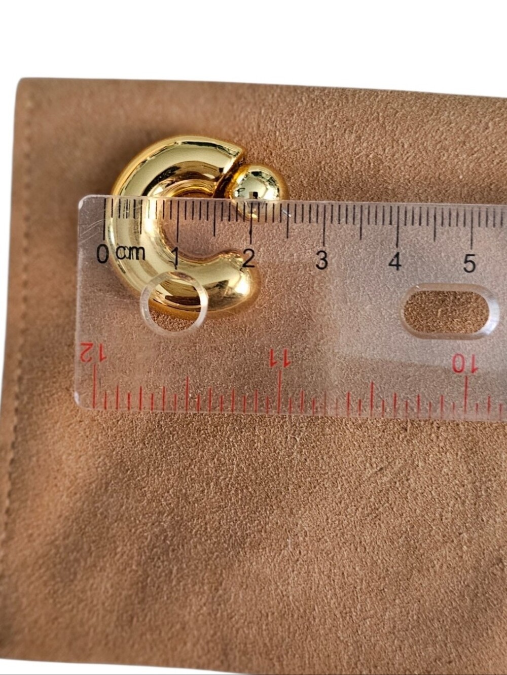 Jenny Bird Tome Hoops Chunky Tubular Gold Tone Earrings Quiet Luxury with Pouch - Picture 5 of 5